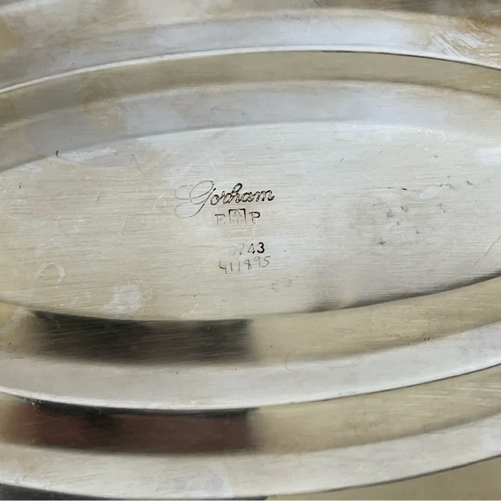 GORHAM vintage mid century modern silver wire fruit/bread oval basket home decor